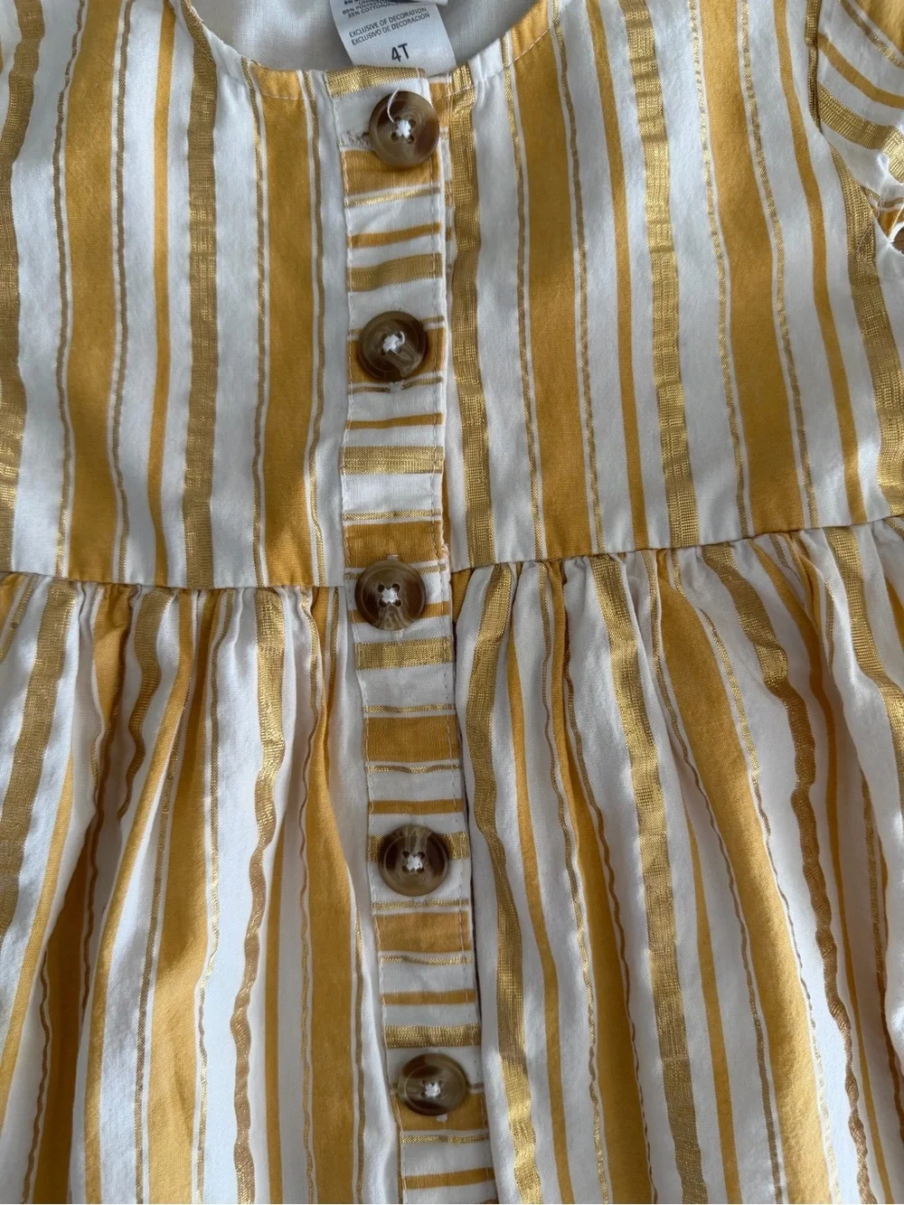 Daisy Fuentes Yellow & White Striped Button-Front Kids Dress Size 4T